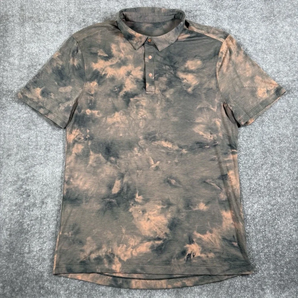 Lululemon Polo Shirt Mens Small Diamond Dye Sedona Sunset Evolution Short Sleeve